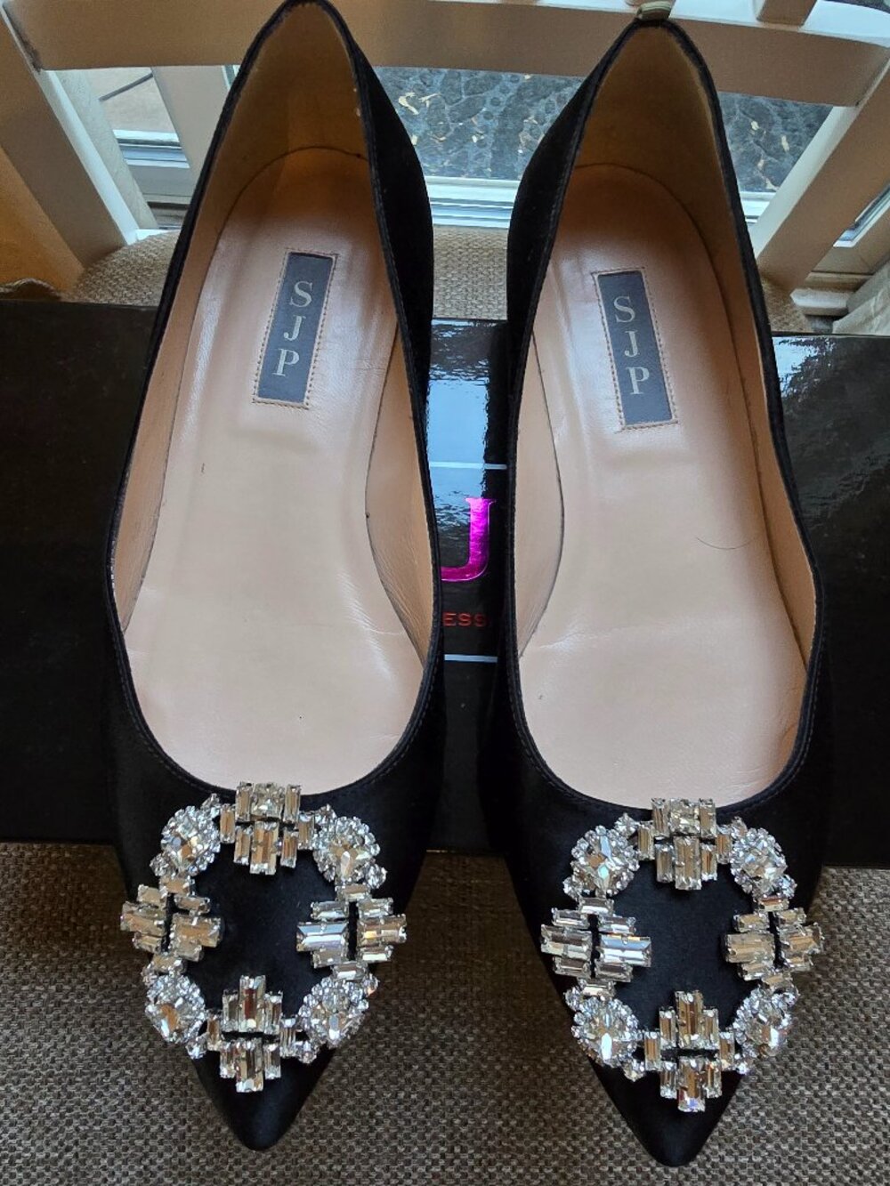 Sonnet Black Satin Flats by SJP Sarah Jessica Parker